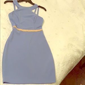 A light powder blue dress
